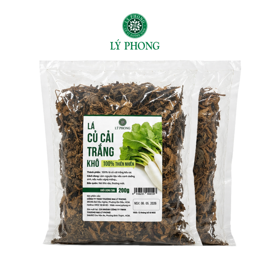 Lá củ cải trắng khô - Bịch 200 gram